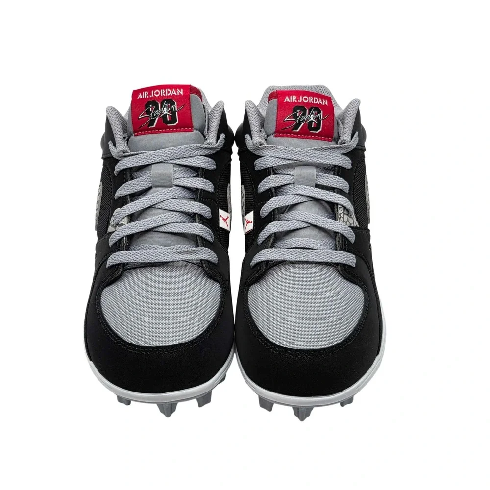 Jordan Stadium 90 Low TD Football Cleats Black Cement Mens 9.5 HQ0210-060 NEW